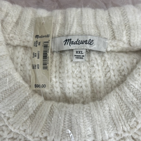 Nwt Madewell Everett Rib Play Ribbed Cable Knit Sweater Pullover 2X - Picture 10 of 11